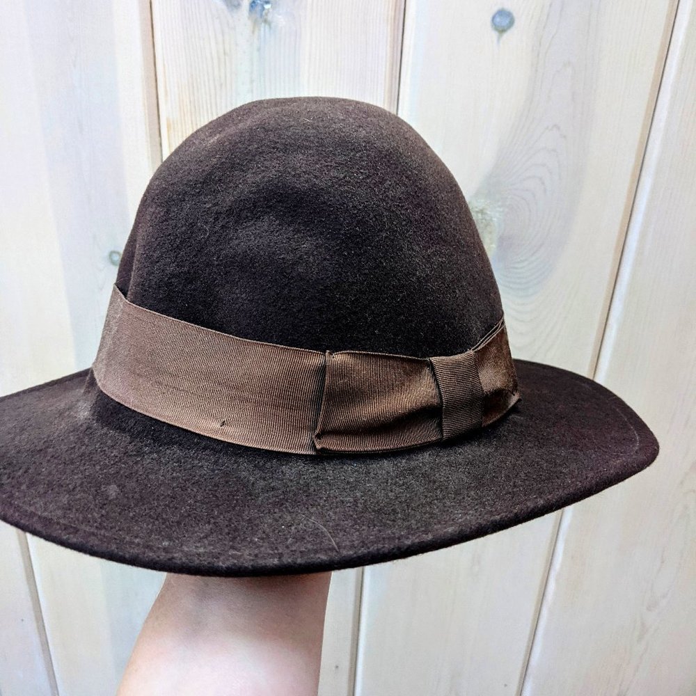 100% Brown Wool Pendleton Hat with Brim